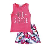 Winzik新生児幼児女児Outfits Big Sister文字プリントノースリーブプルオーバーTシャツ+ショートスカート服セット US サイズ: 2-3 years カラー: ピンク