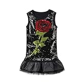 SIEGES ワンピース 子供ドレス バラ柄 女の子 ノースリーブ ピアノ 発表会 結婚式 入園式 花嫁介添人 卒業式 お嬢様 ブラック