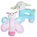 【Ani Mam Kids】ベビー用 かわいい 動物 ふわふわ にぎにぎ 音が鳴る アニマル 知育玩具 ２点セット (メエメエ（ブルー）＆ひらりん)