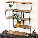 ディスプレイラック ウッド アイアンキューブラック 飾り棚 多目的ラック