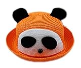 アウトドアスポーツ 日焼け防止 ＵＶカット 韓国大人気 通気 草編み 春夏 日よけ帽・麦わら帽子・キャップ・可愛いハット、赤ちゃん＆子供用、オレンジ ベア