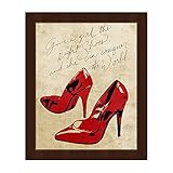 Give a Girl the Right Shoesと、彼女はConquer the World Quote withレッドパンプス壁アートプリント 20x24 FSN0000009FRM20X24