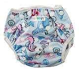 ベビーの水遊びにスイムパンツ　★赤ちゃんの水あそびに！洗って使えるので紙パンツよりとっても経済的でかわいいので大人気 (Light Blue Sealife)