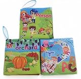 WEICHUAN Soft Cloth Baby Books set of 3 -Bright Color Pictures for baby - Visual Learning,expression