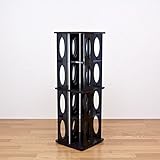 360度回転CD＆DVDラック 【4段】 幅29cm×奥行29cm 棚板付き ブラック(黒)