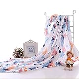 LORCOO ベビーブランケット ダブルガーゼ 動物パタン ベビーバスタオル モスリンコットン スワドル 120 * 120cm 授乳ケープ 新生児 出産祝いにおすすめ 恐竜 魚 ホワイト