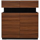 日本製(大川家具) 収納物が少し見えるリビングシリーズ 幅77奥行38リビングボード ブラウン fk0113 代引不可 ポイント10倍