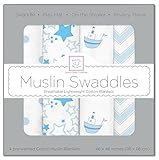 スワドルデザインズ おくるみ モスリン リトルシップ パステル ブルー 4枚セット SDM-108PB 【日本正規品】
