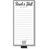 Food Shit Grocery List Magnet Notepad for Fridge, Groceries and Shit Funny Tear Off Memo Note for Refrigerator, 3.5 x 7.5 inc