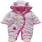 【CALLTEL'S】 中綿厚着 カバーオール 冬 女の子 長袖 足つき アウター 着ぐるみ 6M 9M 12M 18M 24M 60 70 80 90 (18M)