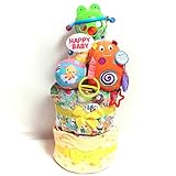 16082 おむつケーキ３段　男女共用　Sassyちびっこモンスター知育おもちゃ　ベビー服＆スタイ付き　 オムツケーキ　出産祝い