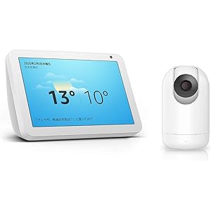 Echo Show 8 (エコーショー8) スクリーン付きスマートスピーカー with Alexa、サンドストーン + ウックス(Woox)スマートカメラ 自動追跡