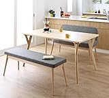 ほっこり北欧を感じるダイニング3点セット 天然木アッシュ 【テーブル(幅140cm)1＋ベンチ1＋ソファベンチ1】 (ベンチ：ベージュ1台、ソファベンチ：グレー1台)