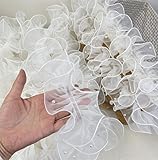 RMY.H オーガンジーリボン 浴衣 帯 飾り 2m ブーケ 飾り レース生地 フリル ハンドメイド (ホワイト)
