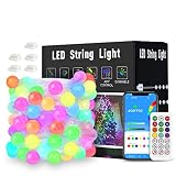 BTF-LIGHTING イルミネーションライト 5M 66LEDs フェアリーライト 虹の色 WS2812BIC USB式 クリスマス飾り IP65防水 コントローラー IRリモコン付き ストリングライト Bluetooth制御 1600万色 調光調色 音楽モード タイマー機能 室内飾り 結婚式 誕生日 クリスマス パーティー ボール形