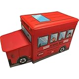 スクールバス型 収納ボックス おもちゃ箱 座れる ストレージボックス レッド