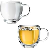 Tumao ２個 150ml ガラスカップ コップ ダブルウォールグラス 二重ガラス 耐熱ガラス お茶カップ コーヒーカップ ショットグラス 水カップ マグカップ ペア ティー ミルク 透明 高硼珪酸塩