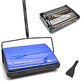 EZ SPARES Quiet Carpet Sweeper, Floor Sweeper with Horsehair Roto Brush Strong Cleaning Power Great for House,Office,Kitchen,