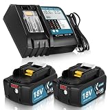 DOSCTT BL1860B 互換 マキタ 18v バッテリー 互換マキタ DC18RF 急速充電器 セット BL1815N BL1820B BL1830B BL1840B BL1850B BL1860B 対応 電動工具電池 電池残量表示付き リチウムイオンバッテリ 18v工具用 ブルー