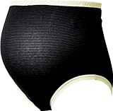 マミールナ ボーダー柄マタニティショーツ L~LL ブラック 綿混 #72060