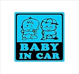 ノーブランド 青 BABY IN CAR 赤ちゃん2人 双子 ツインズ シール ステッカー