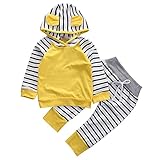 AmazingDeal 子供服 男の子 女の子 ストライプ 長袖 パーカー 春秋冬 上下セット 綿製品 衣装 (70)