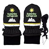 (wj1100)2017年 冬物 スノー手袋 防寒衣料 撥水加工 ミトングローブ 28.マウンテン刺繍-ブラック◇3-4才