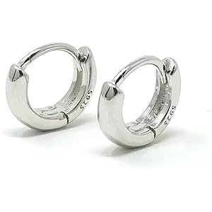 [Puente] silver925 刻印あり 10mm 18G ピアス シルバー925 両耳セット シンプル プラチナメッキ フープピアス フープ リング リングピアス メンズ レディース シルバー 銀色 小さめ 小ぶり わっか アレルギー対応 (シルバー)