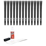 High Quality Golf Grip Kit with Tape & Solvent Vise Clamp (13 Piece), Jumbo/(+1/16"), Black Velvet