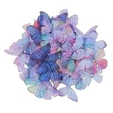 STOBOK 20個セット マルチカラーダブルレイヤーガーゼ蝶々アップリケ 1.00インチ ヘアアクセサリー 服飾diy素材 軽量 ハンドメイド装飾