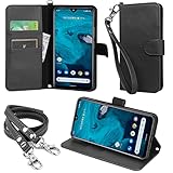 wisers Android One S9 ケース 手帳型 [ ストラップ 2種付 ] 京セラ KYOCERA Y!mobile ワイモバイル スマートフォン スマホケース ハンドストラップ ネックストラップ カードホルダー [2022 年 新型] ブラック