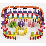 dongcrystal 120pcs木製ドミノブロックセットBuilding Game Stacking Toy Racing Toyゲームfor Children