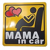 MAMA IN CAR 妊婦 乗車中 ( 12cm マグネット ステッカー 四角 安産 ママ )