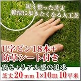 ［単品］新リアル人工芝 パークシア・エコノミー 芝丈20mm 1m×10m ［22.0kg／10平米］+ U字ピン18本+防草シート 1m×10m