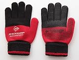 【ダンロップ】キッズのびのびニット手袋　すべり止め付き　折り返しカフス　ボーダー02 レッド