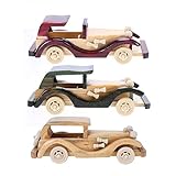 Domybest 木製車のおもちゃ 知育玩具 レトロスタイル クラシックカー 手と脳の能力を持つ 知的発達に資する 注意を引く3歳以上に適して