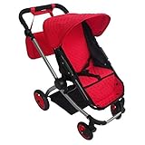Modern Babyboo Doll Stroller -SUPERIOR QUALITY Red Quilted Fabric- NEW LUXURY COLLECTION - Adjustabl