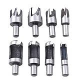 BEE&BLUE プラグカッター 高炭素鋼 木工ドリル 穴あけビット【8本セット】 筒形ドリルビット4本 四歯面取りカッター4本