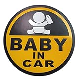 BABY IN CAR 赤ちゃん 乗車中 ( 12cm マグネット ステッカー イエロー )