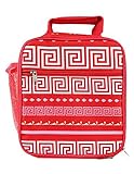 Superior Quality Fashion Insulate Lunch Bag CC17 Greek Key ( Hot Pink/white) [並行輸入品]