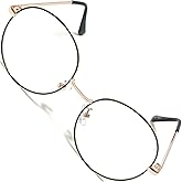 [FashionBerry] [小顔効果]ラウンド メタル 伊達眼鏡 ダテメガネ クリアレンズ 目にやさしい 疲れない 紫外線カット ファッションメガネ 男女兼用 軽量[紫外線透過率99％UVカットレンズ]