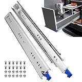 ToBeGreat スライドレール 重量用 350MM ロック付き 幅51MM 3段 取り外し可能 Heavy Duty 引き出しレール 工業用 スライド レール キャラバン 棚 荷台用 サイドマウント シルバー ネジ付き 2本入（ペア）