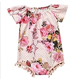 ベビー服　ガールズ　ロンパース　カバーオール　夏　花　半袖　綿　通気　出産祝い　 (80)