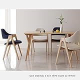 【商品名】WDD 天然木 ダイニング5点セット 木製 ダイニングテーブル＆ファブリック ダイニング チェア （ブルー）4脚 モダン 北欧テイスト【サイズ】テーブル 幅140×奥行80×高さ70cm チェア 幅52×奥行54×高さ79.5/座