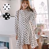 授乳・マタニティウェア可愛らしく女の子らしいドットシャツワンピース SOD5126 FREE(フリー) BLACK(ブラック)