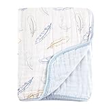 Hudson Baby Four Layer Muslin Tranquility Blanket, Blue Feather, 46 x 46 Inch by Hudson Baby [並行輸入品]