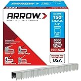 Arrow Fastener 506IP T50 3/8インチ フラットクラウン 高耐久スチールステープル| プロパック2個 | 合計10000個 | 各ボックス5000個