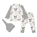 Perfk 赤ちゃん　　少年少女　　3枚　　クリスマス　ロングスリーブ服セット　　誕生日パーティー　全4サイズ - アニメーションの頭の写真, 0-6ヶ月