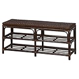 不二貿易 ラタン 収納 ラック 付き ベンチ 幅90cm 96380