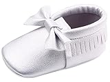 C-Princess ベビーシューズ ファーストシューズ 赤ちゃん 女の子 お姫系 子供靴 フォーマル かわいい 蝶結び飾り付 結婚式 入園式 お祝い (11cm, Eシルバー)